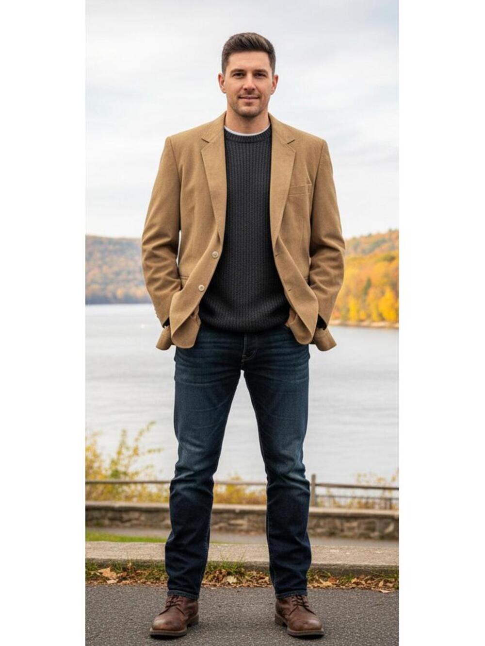 Vintage King's Tailor Bespoke Suede Blazer Camel - Flawed - Fits US 2XL